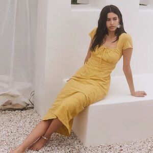 Free People Yellow Midi Dress